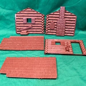 Vintage Auburn Frontier Playset Log Cabin 50's 5 pieces